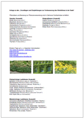 Übersicht zu Stauden, Kletterpflanzen und Gehölzen